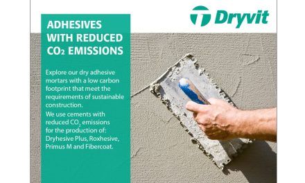 Green technologies in construction. Dryvit uses cement with reduced CO2 emissions to produce dry adhesive mortars.